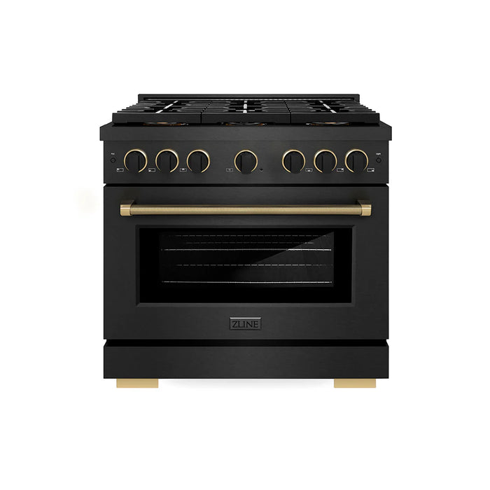 ZLINE 36" Paramount Gas Range DuoPro™ Cooktop, Convection Gas Oven, Black Satin Stainless Steel PSGRBSZ-36-CB