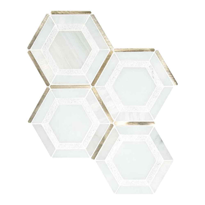 Medici Gold Pattern 10.83" x 12.44" Stone Metal Blend Mesh-Mounted Mosaic Tile - MSI Collection