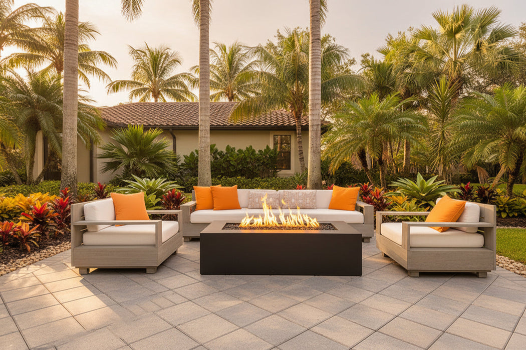 Rectangular Steel Fire Pit Table