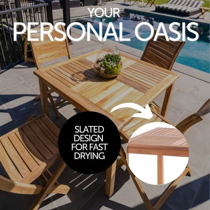 Telluride 4-Person Natural Teak Outdoor Square Dining Table 39"