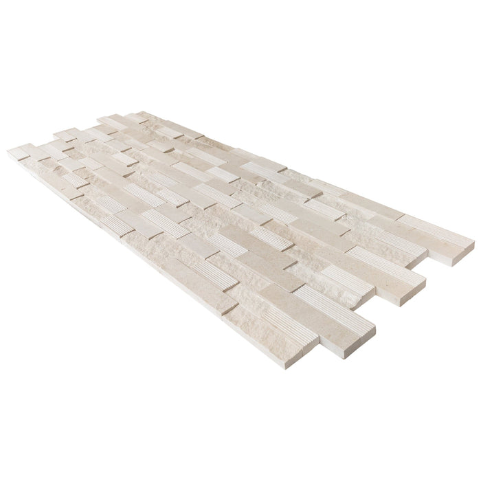 Mayra White Ledger Multi-surface 3D Panel 6"x24" Marble Wall Tile - Full Truckload