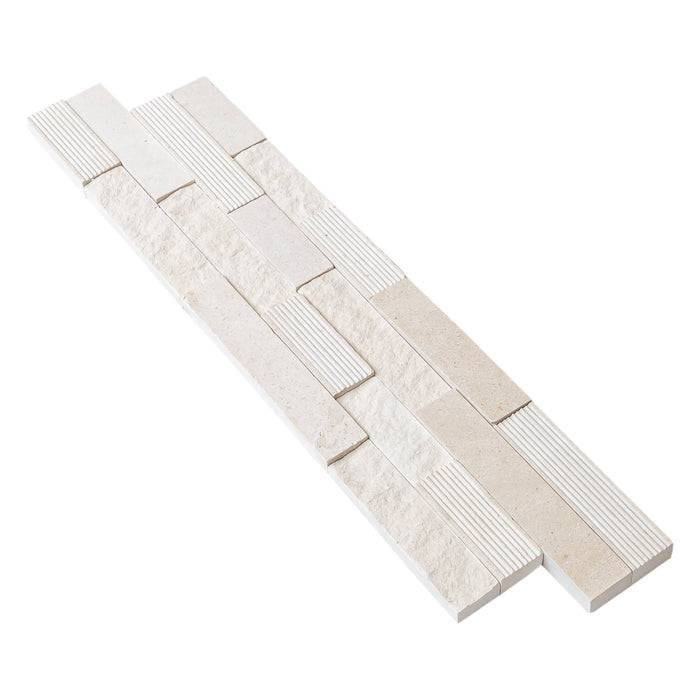Mayra White Ledger Multi-surface 3D Panel 6"x24" Marble Wall Tile - Full Truckload