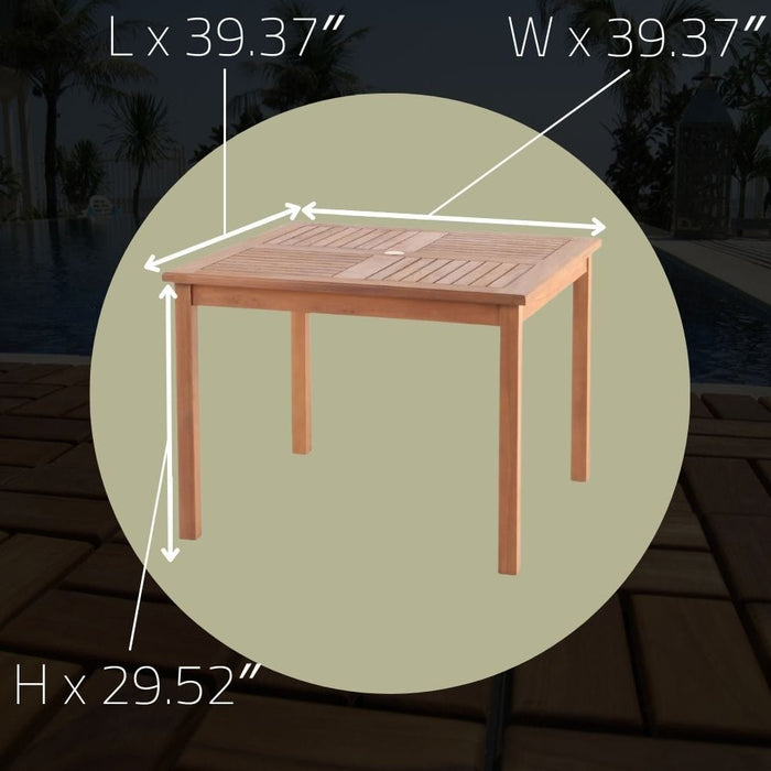 Telluride 4-Person Natural Teak Outdoor Square Dining Table 39"
