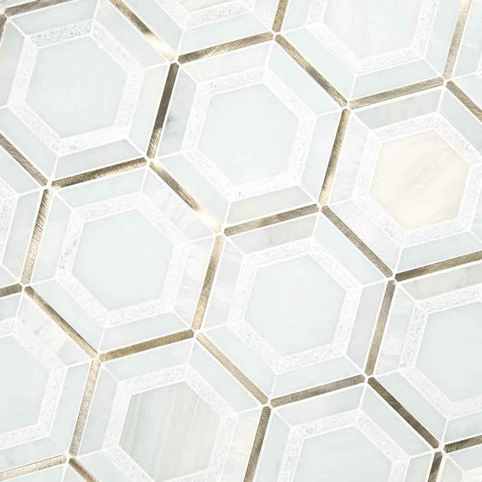 Medici Gold Pattern 10.83" x 12.44" Stone Metal Blend Mesh-Mounted Mosaic Tile - MSI Collection