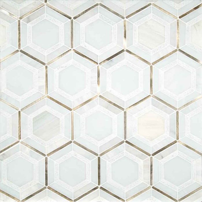 Medici Gold Pattern 10.83" x 12.44" Stone Metal Blend Mesh-Mounted Mosaic Tile - MSI Collection