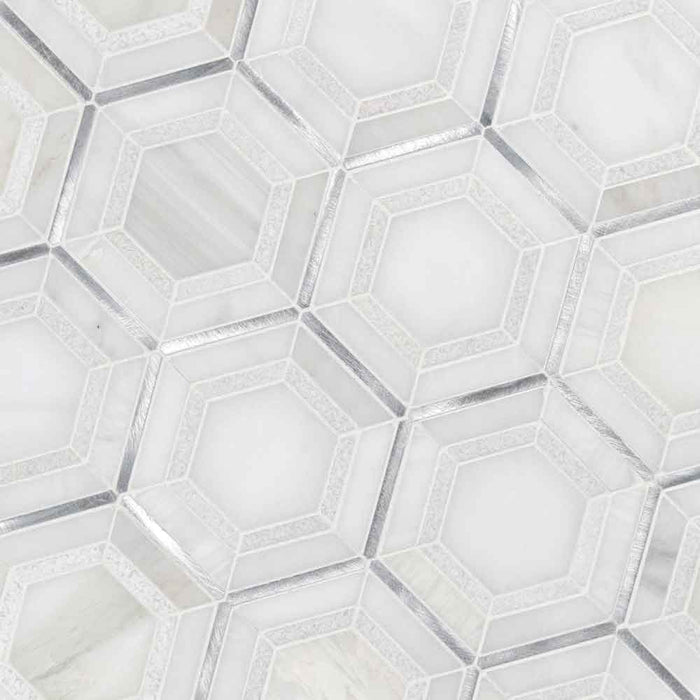 Medici Silver Pattern 10.83" x 12.44" Stone Metal Blend Mesh-Mounted Mosaic Tile - MSI Collection