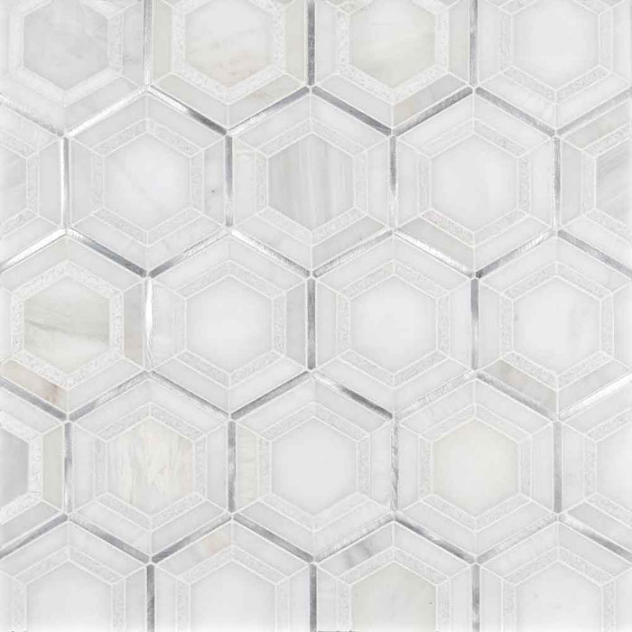 Medici Silver Pattern 10.83" x 12.44" Stone Metal Blend Mesh-Mounted Mosaic Tile - MSI Collection