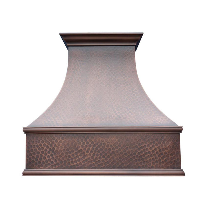 Classic Hammered Curved Copper Range Hood Customized