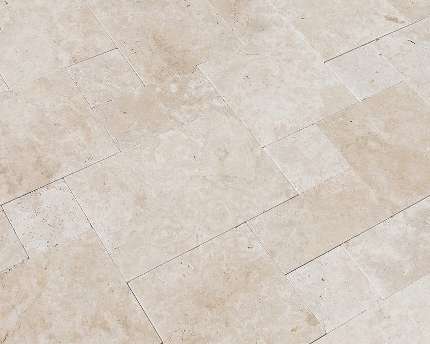 Miletos Ivory Travertine Pattern Tumbled Pavers - Full Truckload