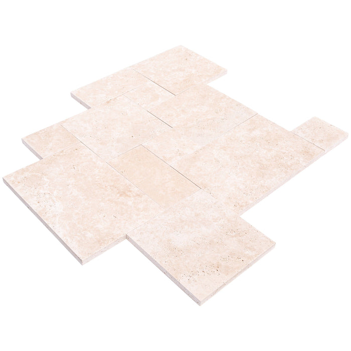 Miletos Ivory Travertine Pattern Tumbled Pavers - Full Truckload