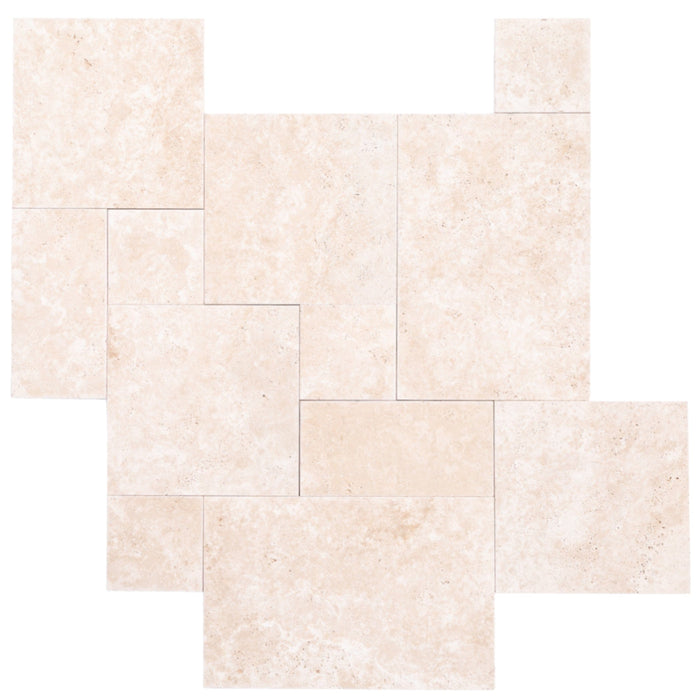 Miletos Ivory Travertine Pattern Tumbled Pavers - Full Truckload
