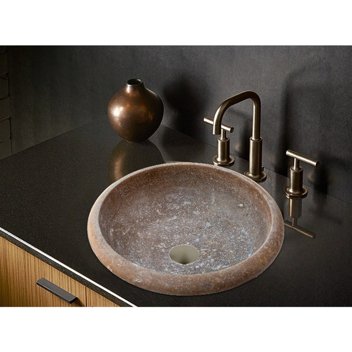 Noce Brown Turkish Travertine Natural Stone Drop-in Sink - Handcrafted Honed and Filled