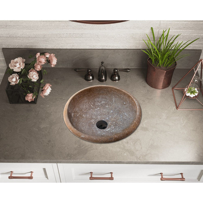 Noce Brown Turkish Travertine Natural Stone Drop-in Sink - Handcrafted Honed and Filled