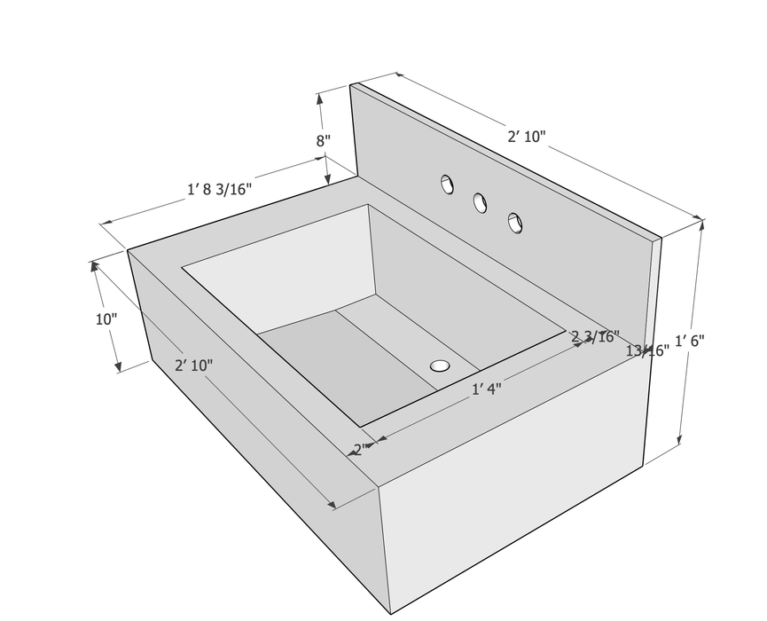 Calacatta Viola Marble Rectangular Wall-mount Bathroom Sink with 8" Backsplash NTRVS189