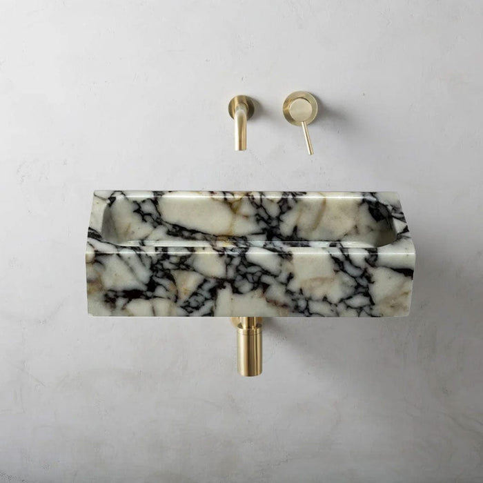 Calacatta Viola Marble Rectangular Wall-mount Bathroom Sink (W)12" (W)20" (H)5"