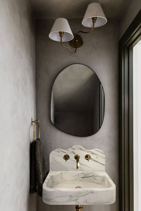 Calacatta White Marble Wall-Mount Bathroom Sink with Arabesque Backsplash (W)16" (L)24" (H)5"