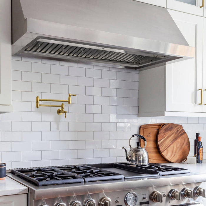 Nauxus 42 Inch Range Hood Insert with 1200 CFM Powerful Suction, Ultra Quiet Ducted Stainless Steel Kitchen Stove Vent Hood with Dimmable LED Lights, Timer, 4-Speed Touch Control , NX-19IL-42