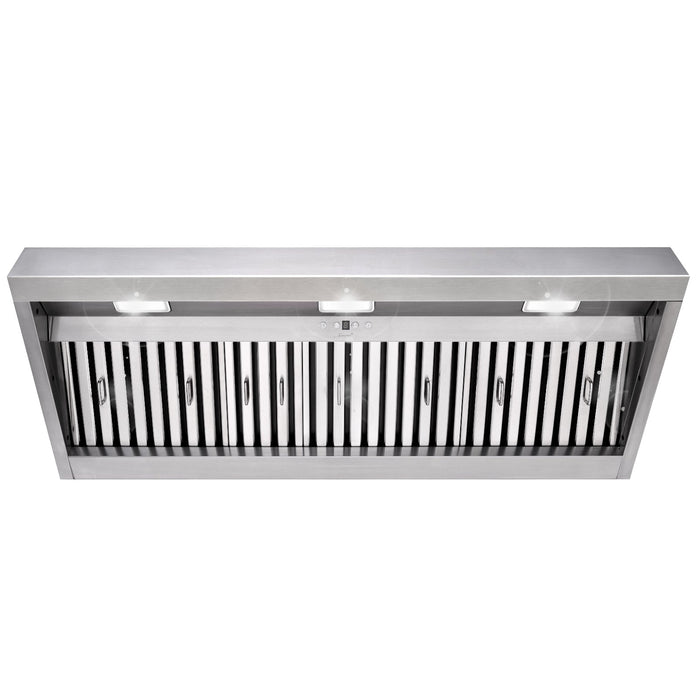 48" Range Hood Insert, Ultra Quiet Stainless Steel 8" Ducted with 1200 CFM Powerful Suction — NX-19IL-48-Warm White