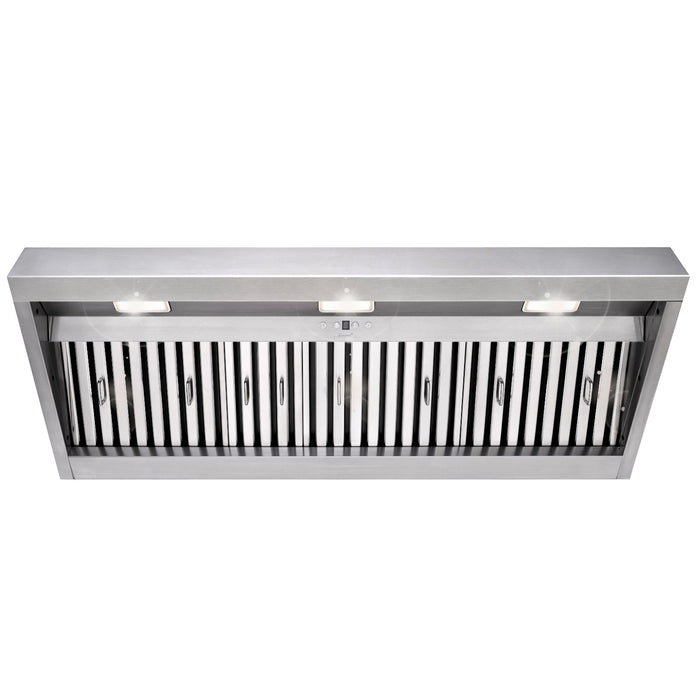 48" Range Hood Insert, Ultra Quiet Stainless Steel 8" Ducted with 1200 CFM Powerful Suction — NX-19IL-48-Warm White