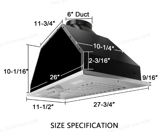 Nauxus 30" Range Hood Insert, 600 CFM Built-in Stainless Steel Kitchen Hood with LED Lights , NX-HOOD-30