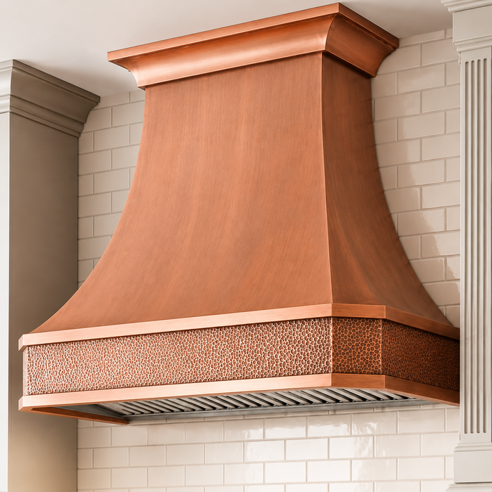 Custom Faceted Curved Copper Range Hood- CHCR02