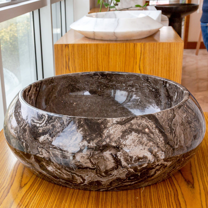 Narcist Brown Marble Vessel Sink High-Gloss Polished