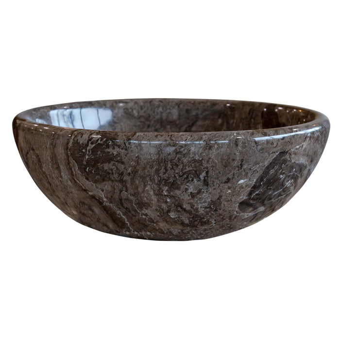 Narcist Brown Natural Stone Marble Vessel Sink High-Gloss Polished (D)16" (H)6"
