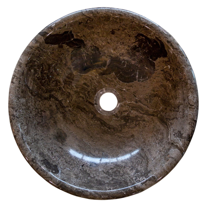 Narcist Brown Natural Stone Marble Vessel Sink High-Gloss Polished (D)16" (H)6"