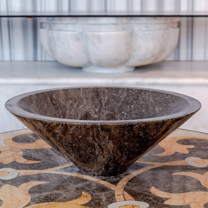 Narcist Brown Marble V-Shape Tapered Sink Polished (D)16" (H)6"