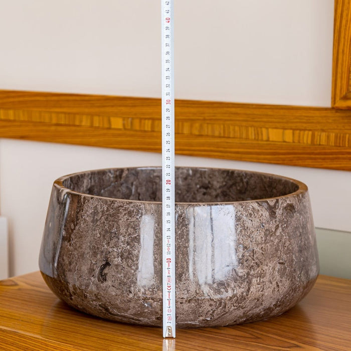 Narcist Brown Marble Vessel Sink High-Gloss Polished (D)16" (H)6.5"