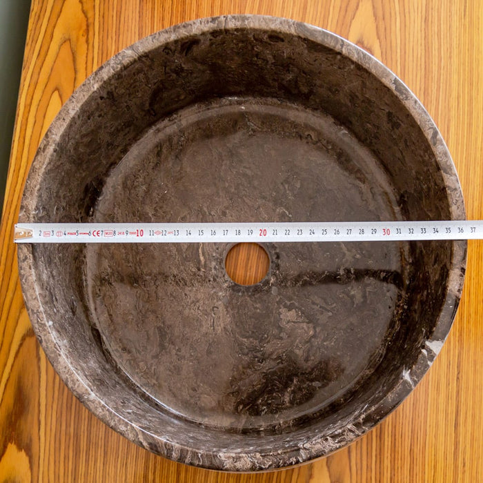 Narcist Brown Marble Vessel Sink High-Gloss Polished (D)16" (H)6.5"