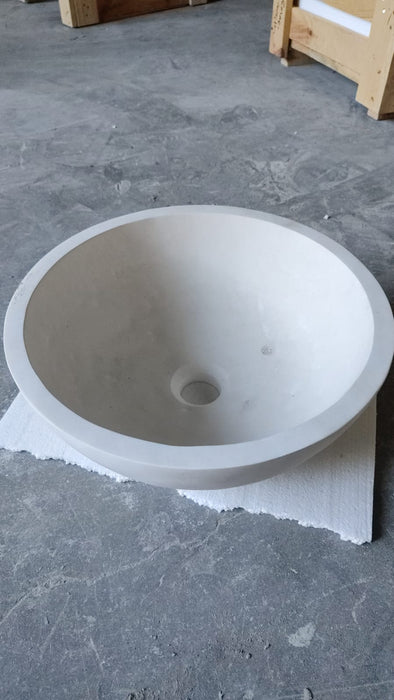 Turkish Limestone Natural Stone Handcrafted Vessel Sink - 15 Inch x 6 Inches