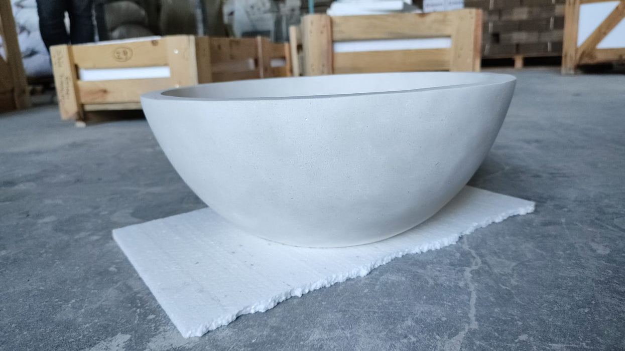 Turkish Limestone Natural Stone Handcrafted Vessel Sink - 15 Inch x 6 Inches