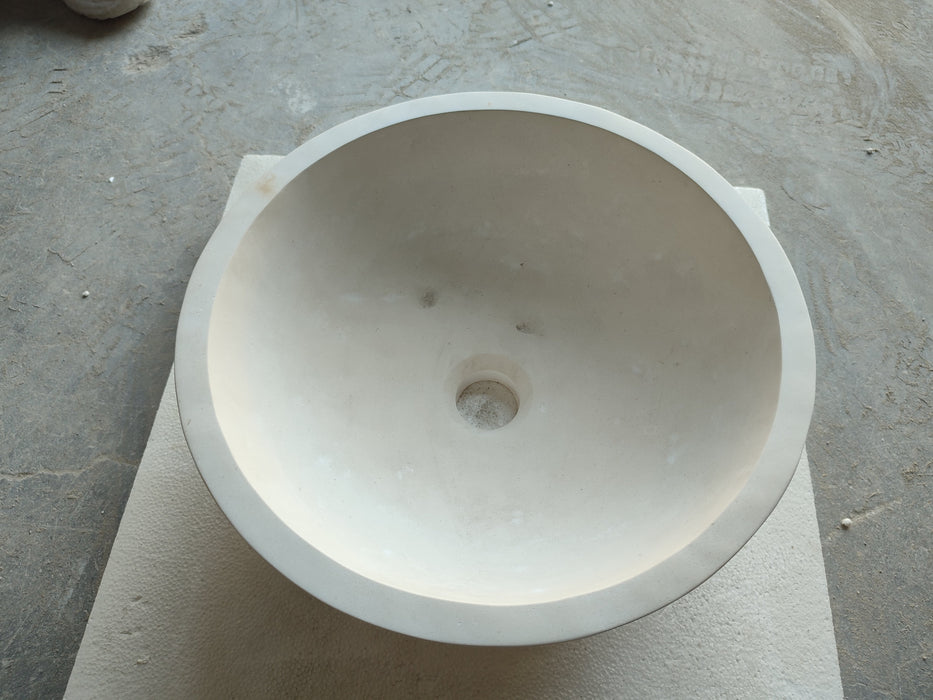 Turkish Limestone Natural Stone Handcrafted Vessel Sink - 15 Inch x 6 Inches
