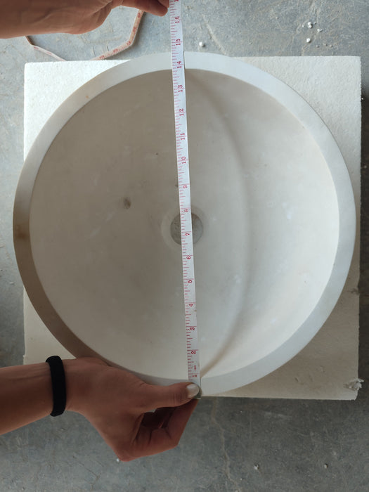 Turkish Limestone Natural Stone Handcrafted Vessel Sink - 15 Inch x 6 Inches