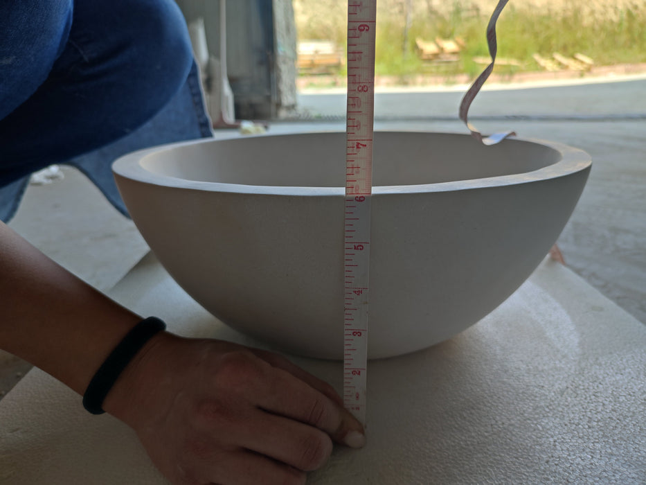 Turkish Limestone Natural Stone Handcrafted Vessel Sink - 15 Inch x 6 Inches