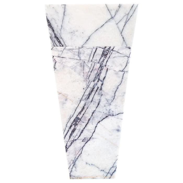 Natural Stone New York White Marble Pedestal Square Cone Shaped Sink Polished (W)16" (L)16" (H)36" SKU-NTRVS25 product shot front view stand-alone