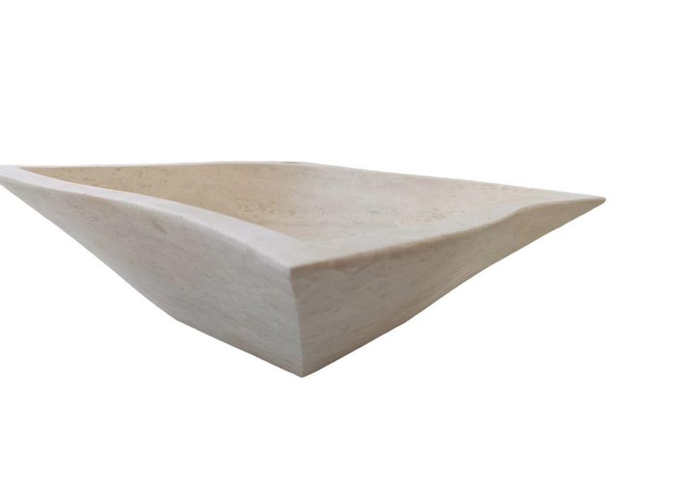 Travertine Vessel Sink - Handcrafted Turkish Modern 17.7 Square