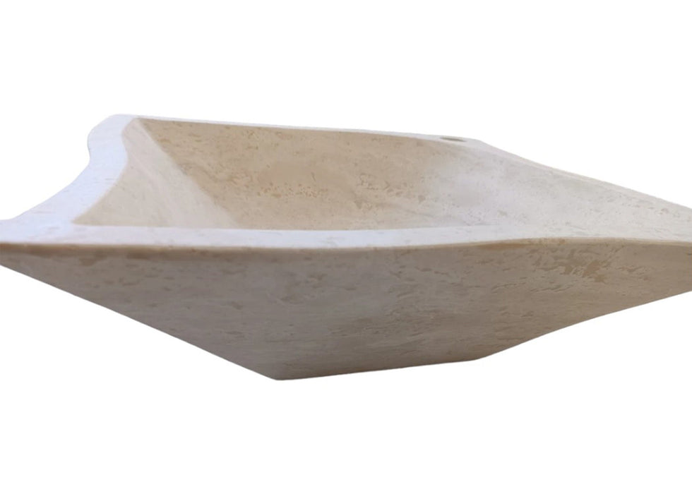 Travertine Vessel Sink - Handcrafted Turkish Modern 17.7 Square