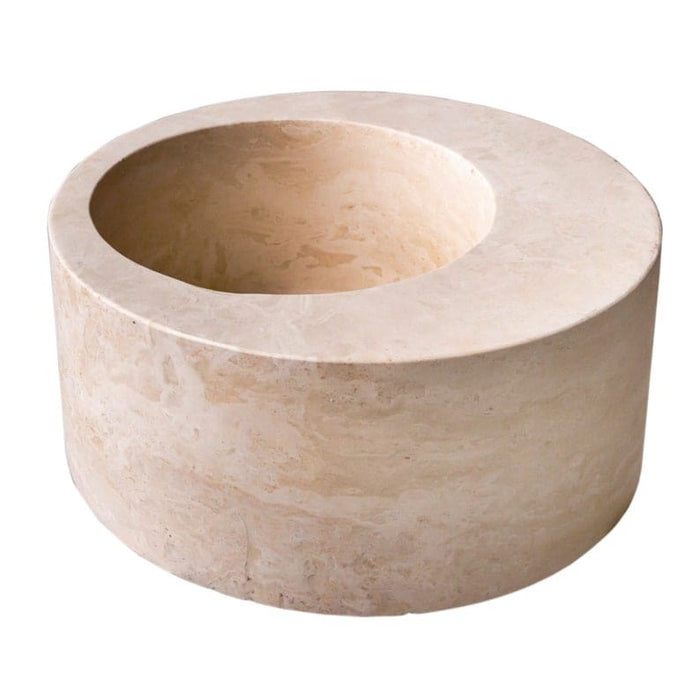 Natural stone light beige travertine round sink honed