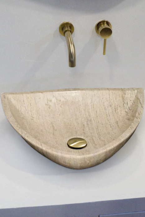 Natural Light Travertine Vein-cut Vessel Sink Polished 16x16x6