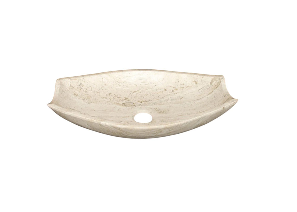 Handcrafted Authentic Polished Turkish Travertine Natural Stone Vessel Sink 20x12.5