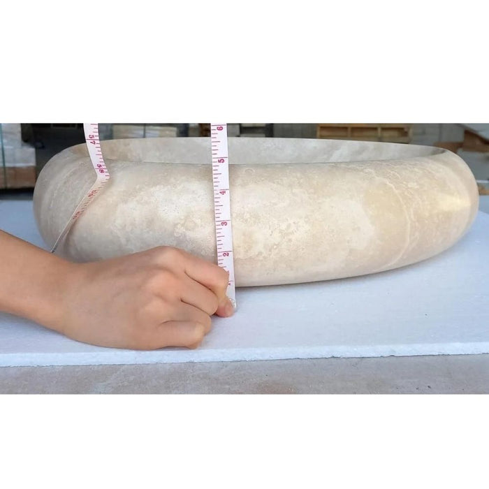 Natural Stone Travertine Drop Shape Handcrafted Turkish Vessel Sink Made 14x20x4.7