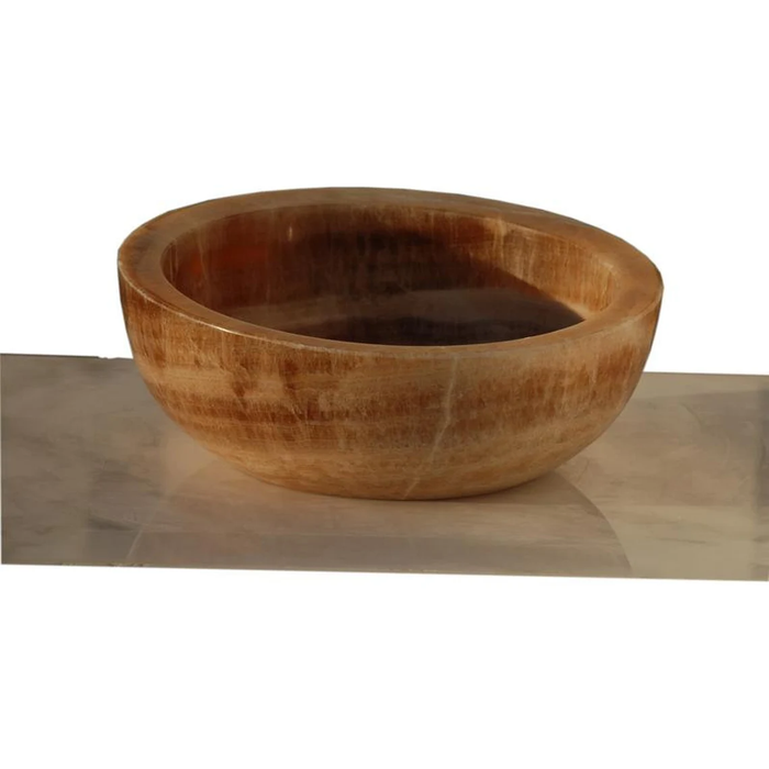 Natural Stone Honey Onyx Vessel Sink Handcrafted 16 Inch Diameter x 7 Inch Height