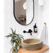 Natural Stone Light Travertine Round Vessel Sink (D)14" (H)7" SKU-20020007 Installed on bathroom 