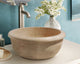 Turkish Travertine Light Beige Vessel Sink 14 x 6 Inch - Handcrafted Natural Stone