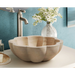 Natural Stone Pumpkin Light Travertine Vessel Sink 16x6 SKU-20020021 Installed view
