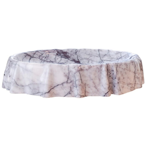 New York White Marble Oval Shape Vessel Sink Polished (W)16" (L)26" (H)5" SKU-NTRVS09 product shot front view