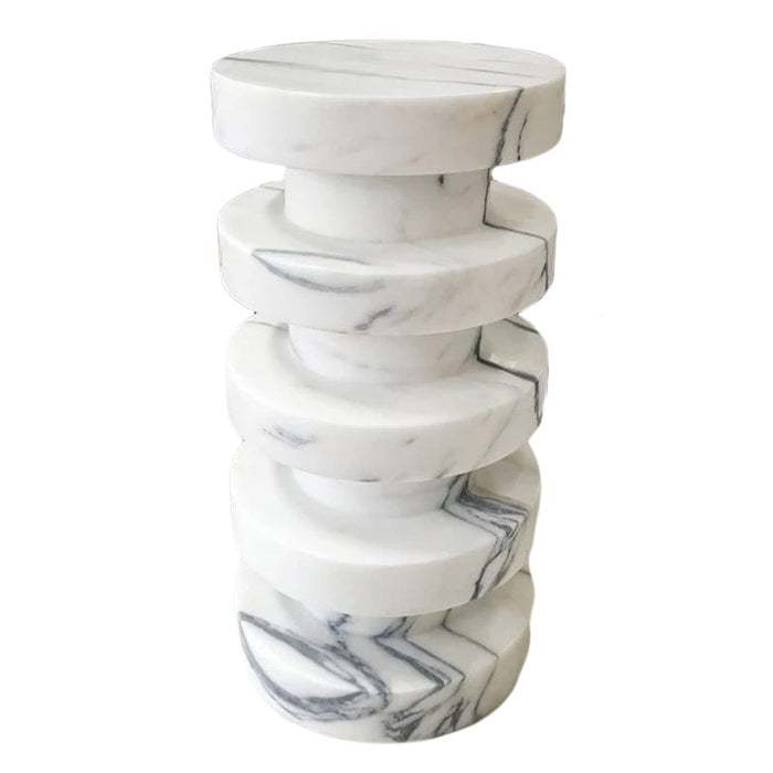 New York Marble Plinth Designer Side Table Polished (D)12" (H)24"