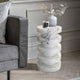 Sculptural White Turkish Marble Polished Designer Accent Side Table 12x12x24 Inches